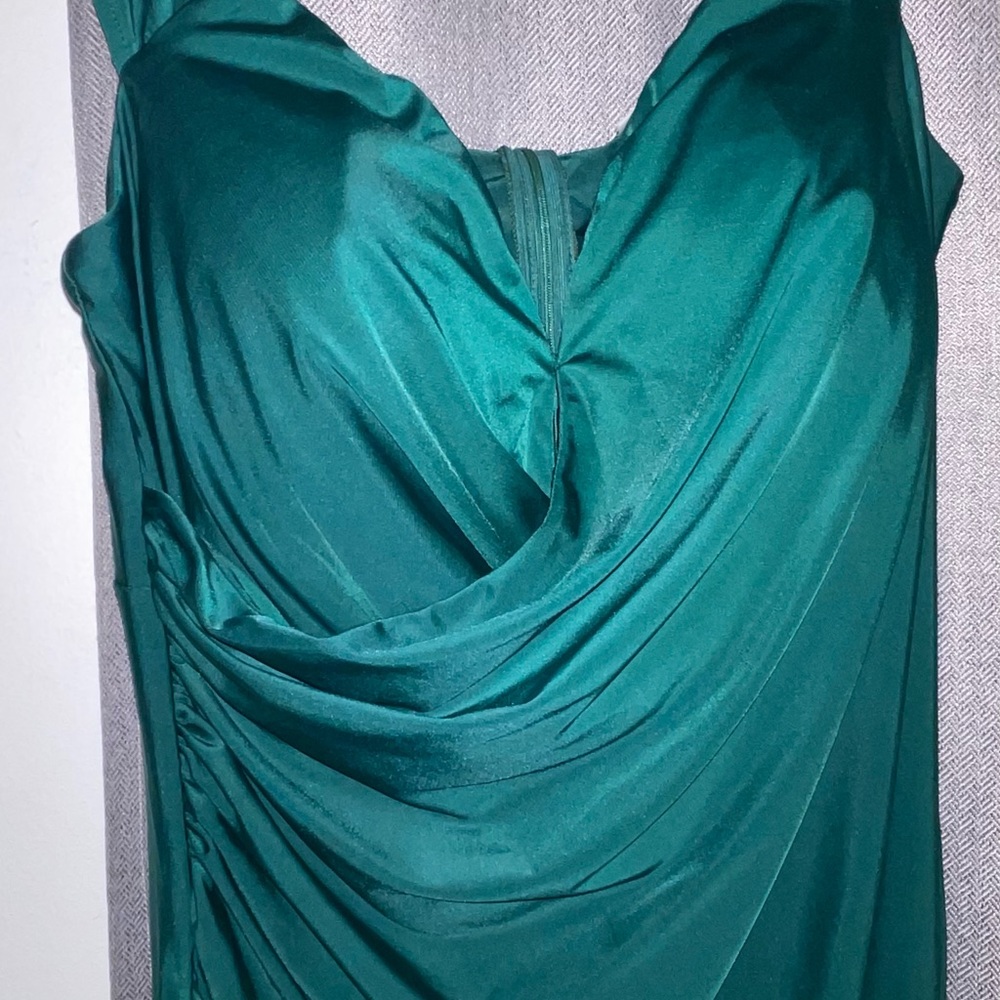 Faeriesty Off Shoulder Ruched Slit Formal Gown- Plus Size - Picture 6 of 7